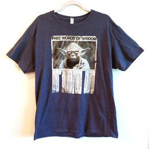 STAR WARS T-Shirt Yoda Free Words of Wisdom Heather Blue Jedi Mens Size Large